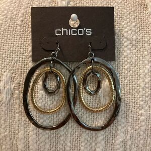 0146-Chico's Gold and Silver Hoop Earrings